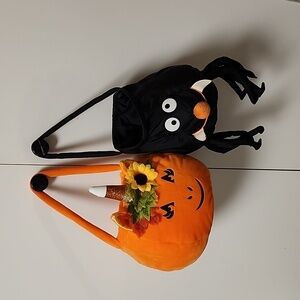 Halloween candy bucket bags adorable! Pumpkin and spider with handle fall